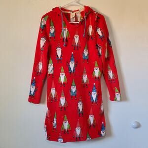 Munki Munki Womens S Fleece Nightshirt S Hoodie Red Christmas Gnomes Holiday